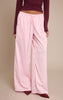 Baby Pink Satin Low Rise Wide Leg Tie Waist Pants