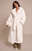 Petite Beige Faux Fur Tie Waist Maxi Coat