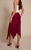 Plum Soft Touch Ruched Asymmetric Midi Skirt