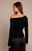 Black Cinched Waist Off The Shoulder Trim Detail Top