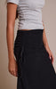 Black Brushed Rib Ruched Detail Maxi Skirt