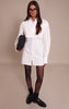 White Overlay Detail Long Sleeve Shirt Dress
