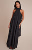 Tall Black Chiffon High Neck Scarf Detail Maxi Dress
