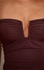 Chocolate Matte Sculpt V Bar Ruched Bandeau Top