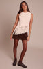 Cream Sleeveless Fringe Detail Knit Sweater