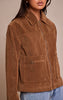 Tan Pocket Trim Faux Suede Jacket