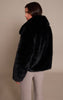 Black Faux Fur Short Shawl Collar Coat