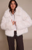 Cream Faux Fur Oversized Collar Coat