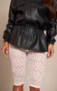 White Textured Sheer Lace Capris