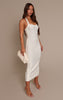 Cream Bandage Straight Neck Bodycon Maxi Dress
