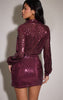 Plum Sequin Fitted Shirt Dress