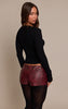 Burgundy Faux Leather Studded Hot Pants