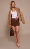 Chocolate Faux Suede Croc Textured Mini Skirt