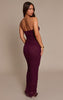 Plum Mesh Ruched Bandeau Maxi Dress