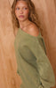 Sage Acid Wash Oversized Off The Shoulder Sweatshirt