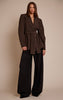 Chocolate Gathered Wrap Waist Belted Blazer