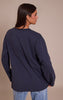 Navy Cotton Basic Oversized Long Sleeve T-shirt