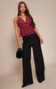 Wine Chiffon Studded Halterneck Top