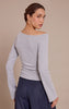 Grey Marl Cotton Asymmetric Long Sleeve Top