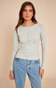Grey Marl Soft Rib Button Up Fitted Long Sleeve Top