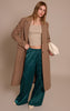 Emerald Green Satin Low Rise Wide Leg Drawstring Pants
