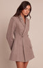 Taupe Wool Look Cinched Waist Blazer Dress