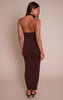 Dark Chocolate Halter Neck Trim Detail Maxi Dress