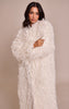 Petite Cream Faux Mongolian Fur Collarless Maxi Coat