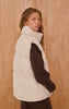 Cream Extended Shoulder Sleeveless Puffer Vest
