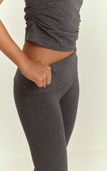 Charcoal Seamless Marl Foldover Yoga Pant