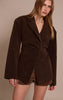 Chocolate Suede Cinch Waist Blazer