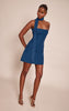 Blue Woven Scarf Detail Bandeau Shift Dress