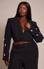 Plus Black Woven Embellished Cropped Blazer