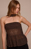 Dark Chocolate Lace Bandeau Scarf Detail Cami Top