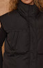Black Extended Shoulder Sleeveless Puffer Vest