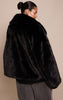 Plus Black Faux Fur Short Shawl Collar Coat