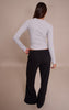 Black Wool Look Fold Over Straight Leg Pant