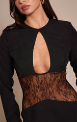 Black Lace Cut Out Detail Mini Dress