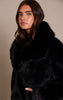 Black Faux Fur Short Shawl Collar Coat
