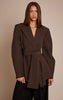 Chocolate Gathered Wrap Waist Belted Blazer