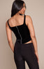 Black Velvet Boned Dip Hem Longline Corset