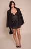 Black Satin Cut Out V Bust Mini Shift Dress