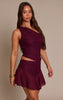 Dark Wine Lace Frill Mini Skirt