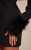 Black Woven Feather Cuff Blazer Dress