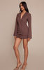 Chocolate Woven Wrap Hem Blazer Dress