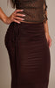Dark Chocolate Double Layer Slinky Ruched Side Maxi Skirt