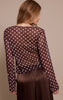 Chocolate Mesh Flared Long Sleeve Top