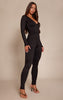 Black Soft Touch Zip Up Jumpsuit