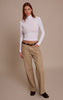 White Soft Rib High Neck Fitted Long Sleeved Top