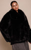 Plus Black Faux Fur Short Shawl Collar Coat